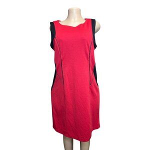 K-124 Emma & Michele Women's Size 14 Red & Black Sleeveless Sheath Dress